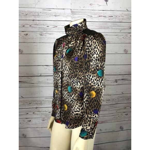 Vintage Mob Wife Nicola Animal prints and polkadot blouse size 8 - Picture 11 of 12